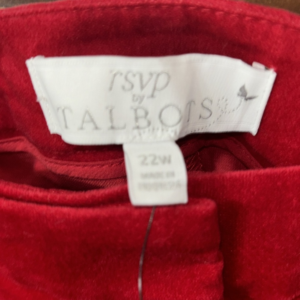 NEW Talbots RSVP Red Velvet Pull-On Straight Leg Pants Holiday Outfit Size 22W - Picture 5 of 6